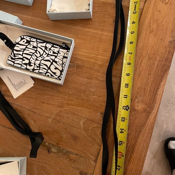 Lanvin Leather Necklace Card holder, black and white psychadelic pattern - Picture 11 of 11